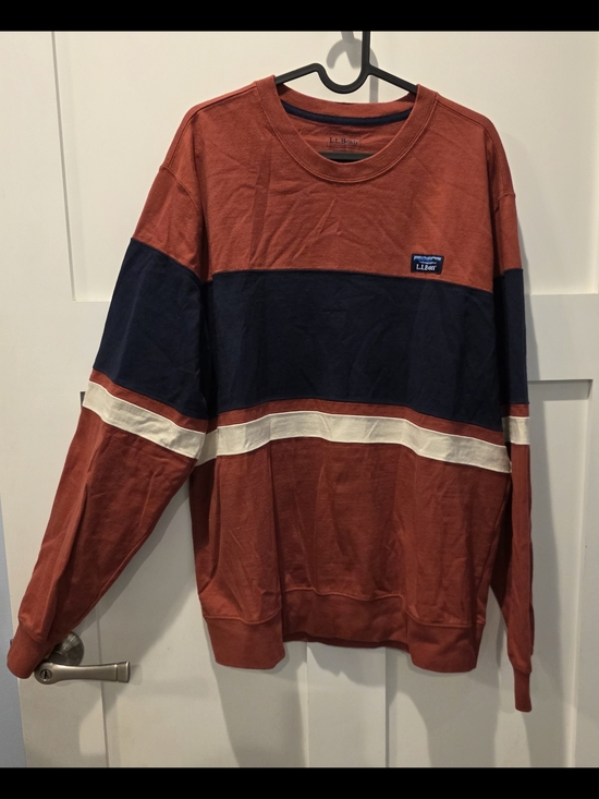 L.L. Bean Other - L.L. Bean Men's Colorblock Crewneck Sweatshirt Size L Rust blue Gorpcore 90s